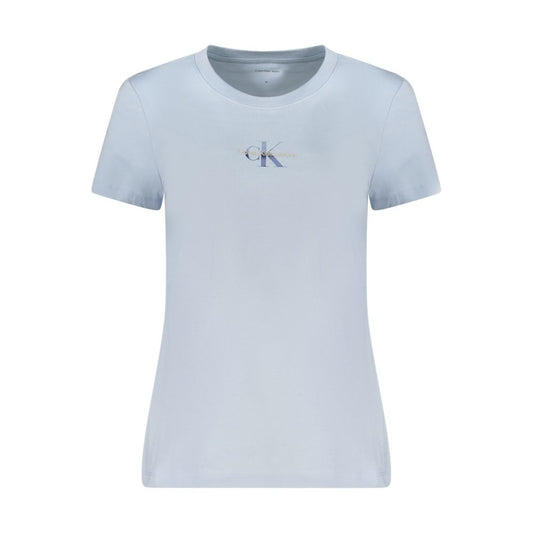 Light Blue Cotton Women T-Shirt