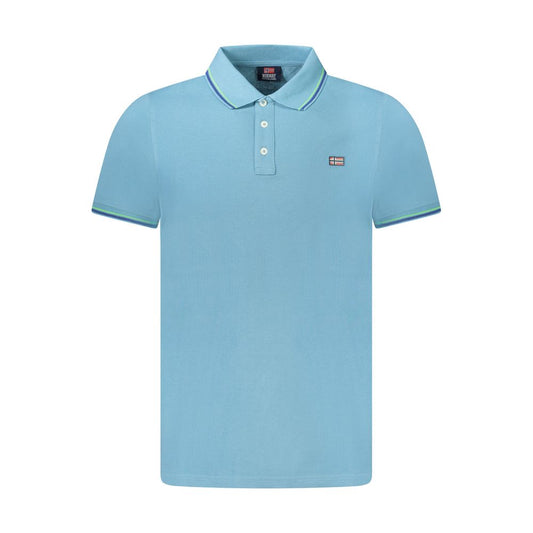 Blue Cotton Men Polo Shirt