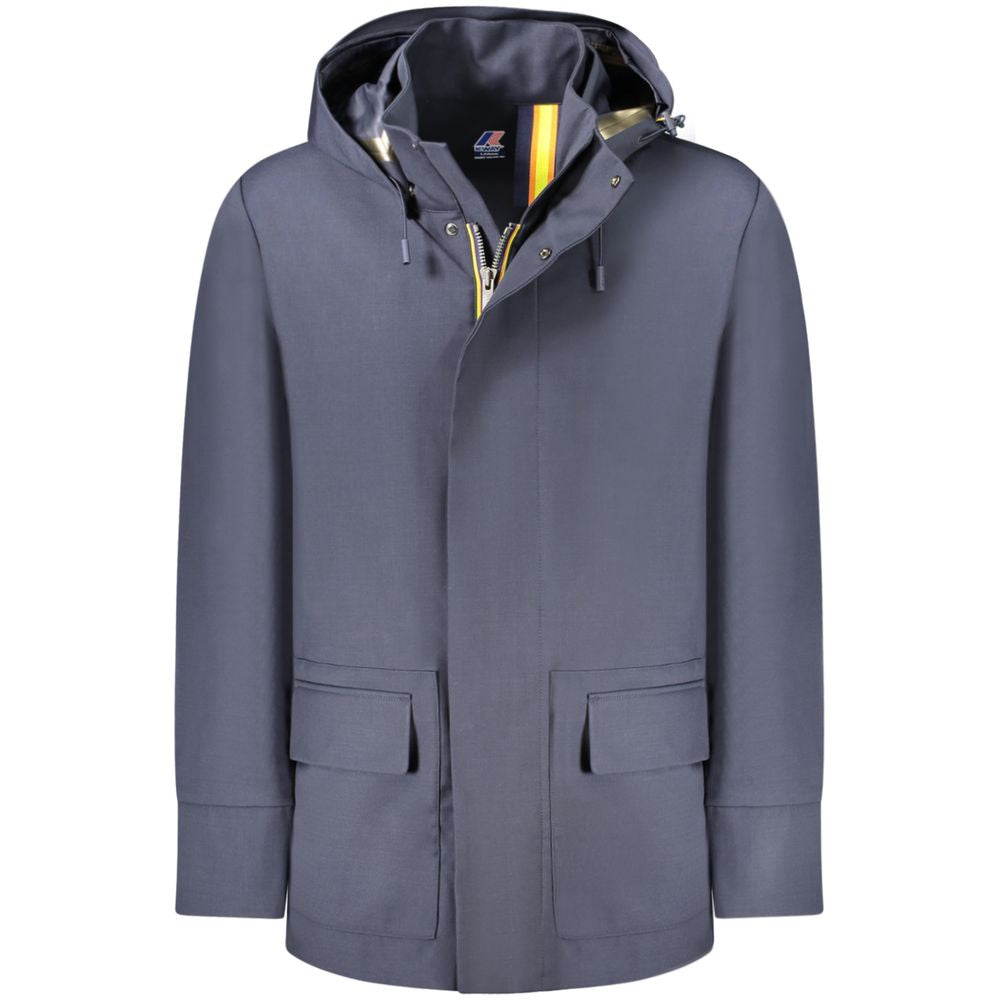 Blue Wool Men Trench Coat