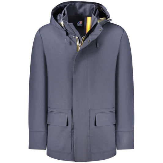 Blue Wool Men Trench Coat