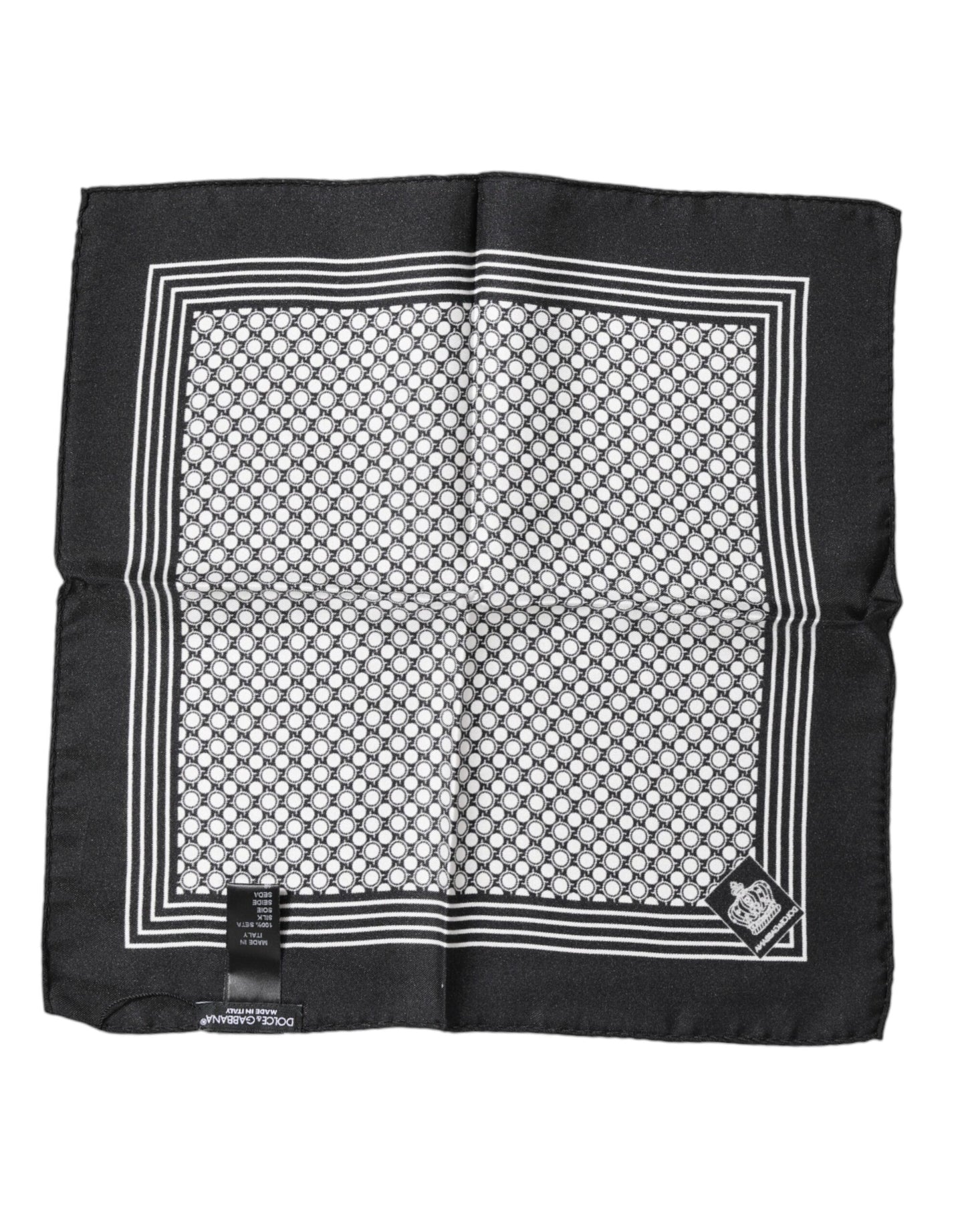 Black White Patterned Square Men Foulard Scarf