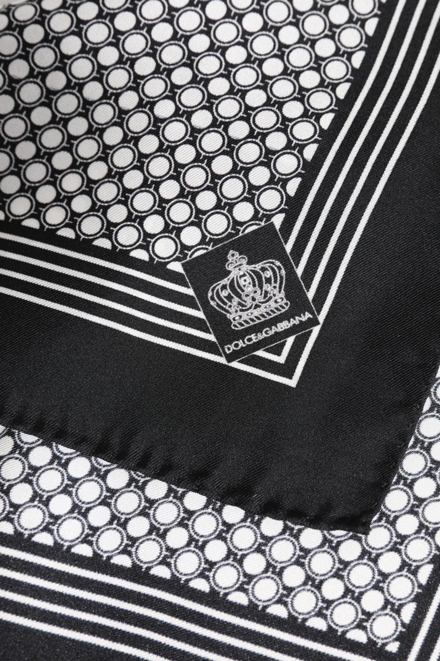 Black White Patterned Square Men Foulard Scarf