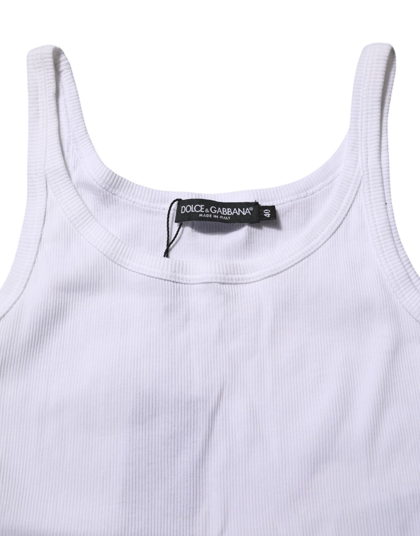 White Cotton Sleeveless Round Neck Tank Top