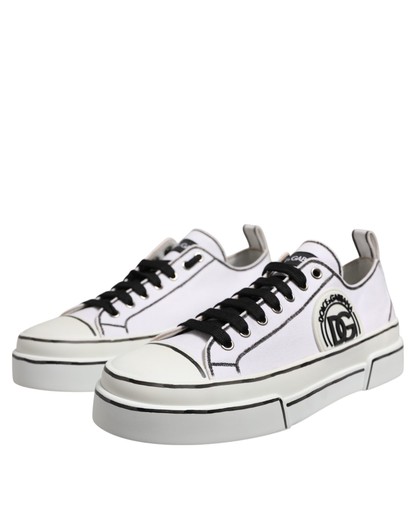 White Canvas Logo Low Top Men Sneakers Shoes