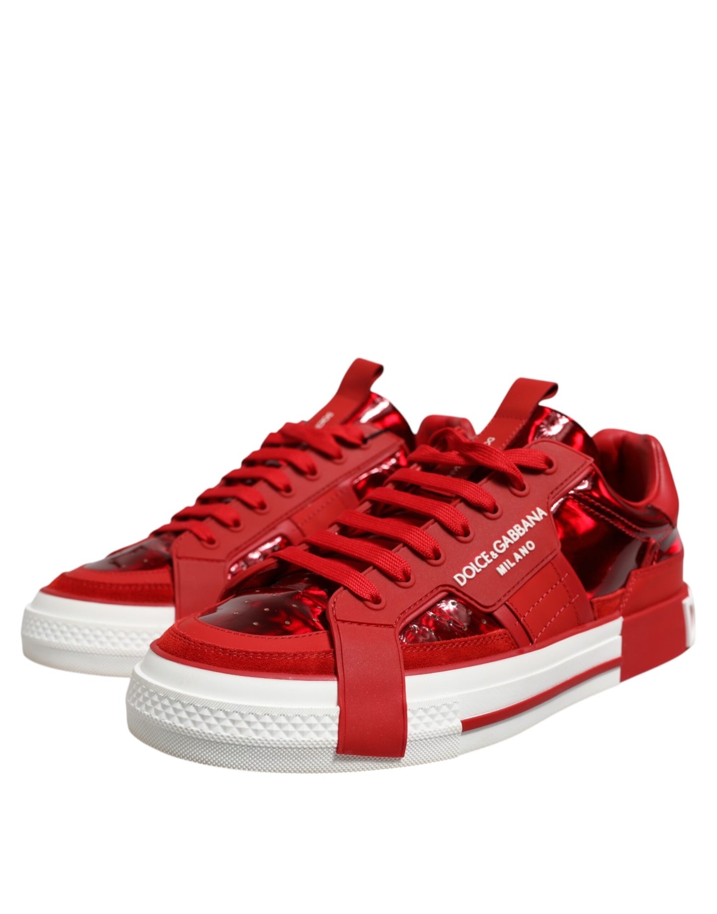Red Logo Lace Up Low Top Men Sneakers Shoes