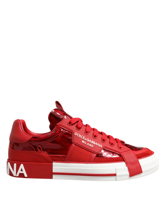 Red Logo Lace Up Low Top Men Sneakers Shoes