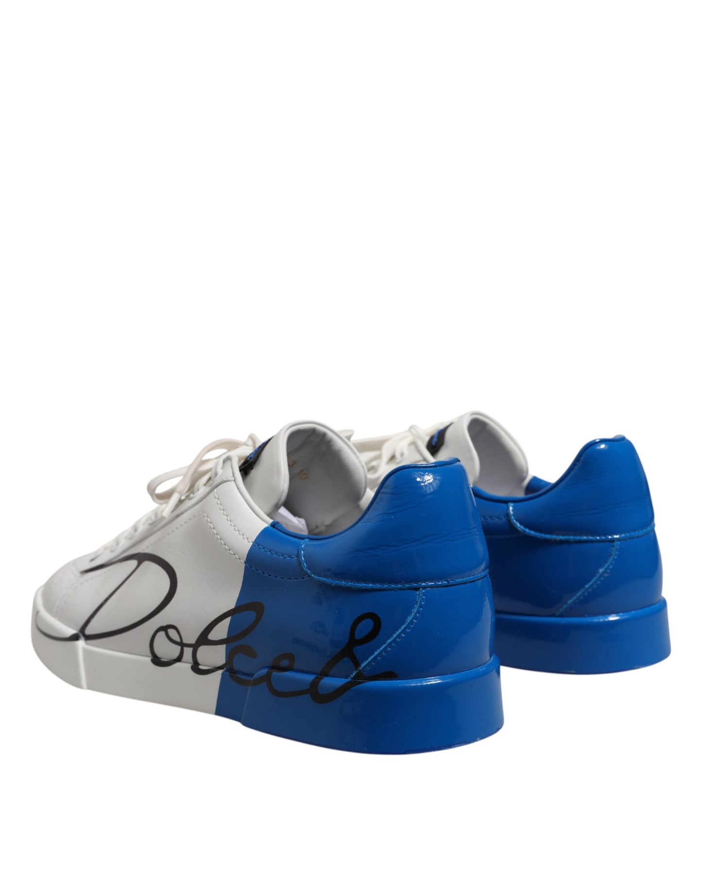 White Blue Logo Low Top Leather Sneakers Shoes