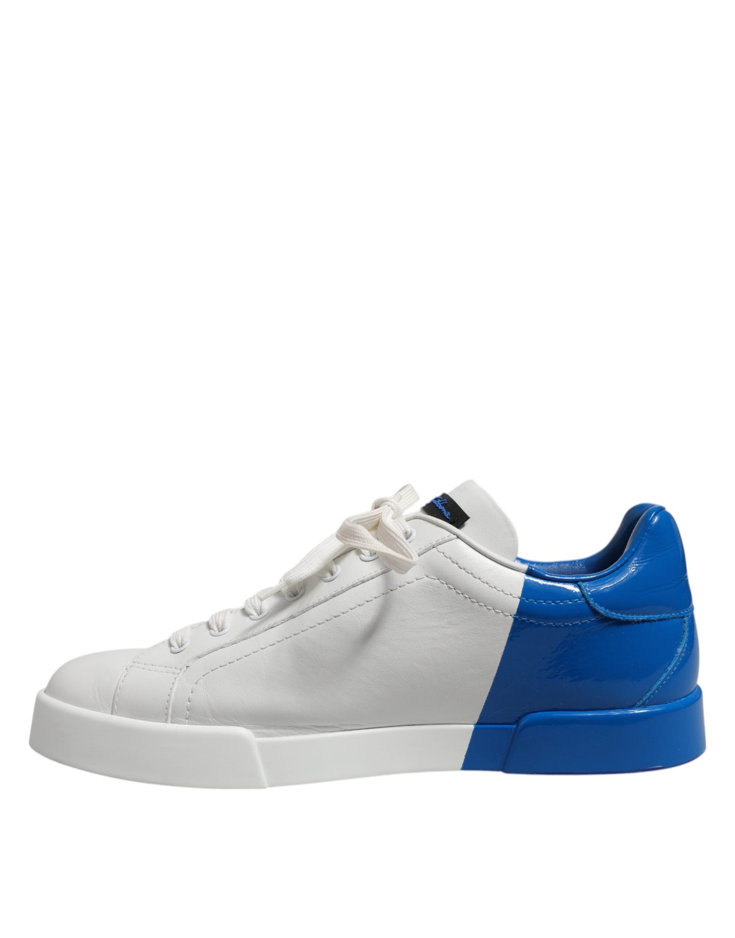 White Blue Logo Low Top Leather Sneakers Shoes