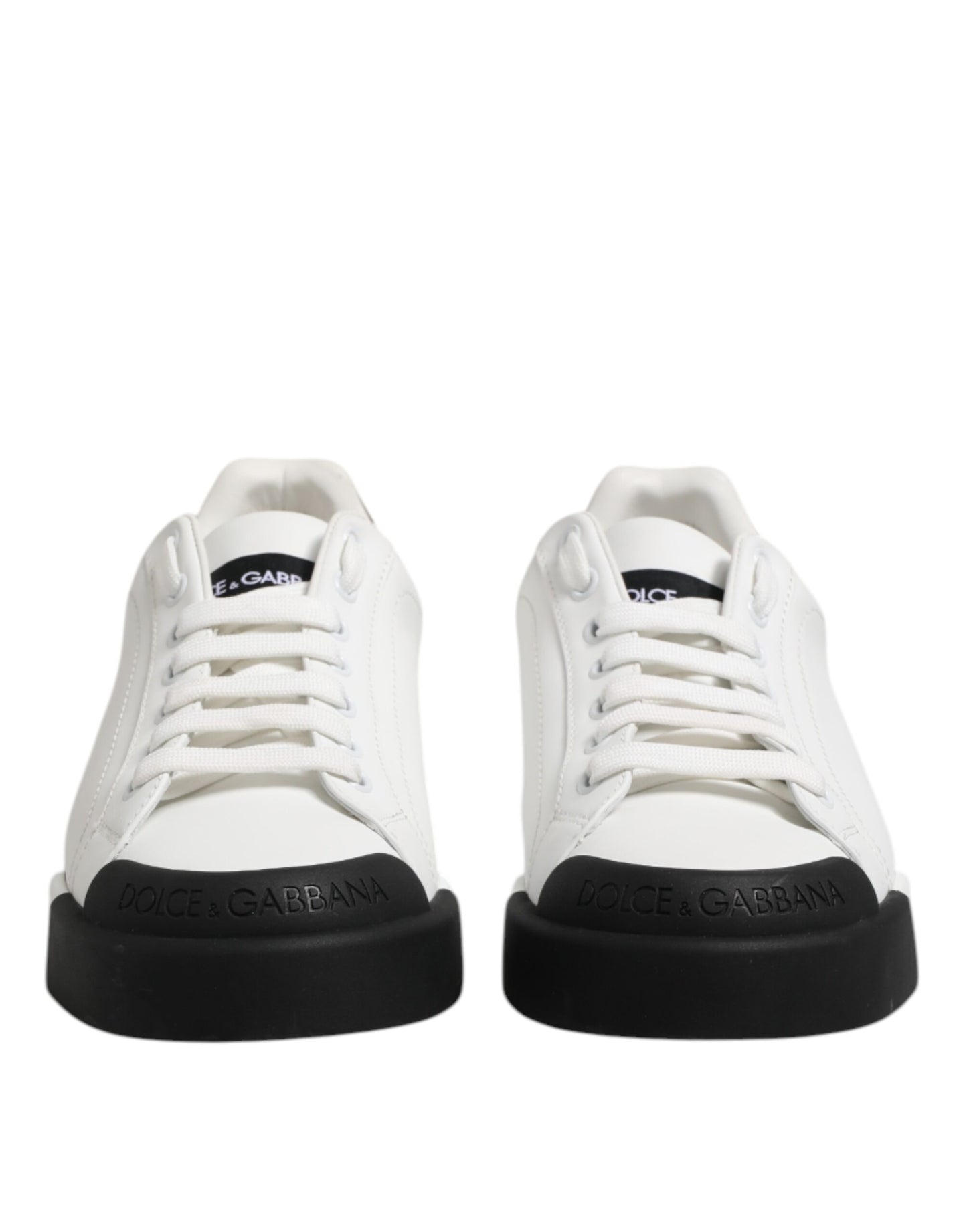 White Black Leather Lace Up Sneakers Shoes