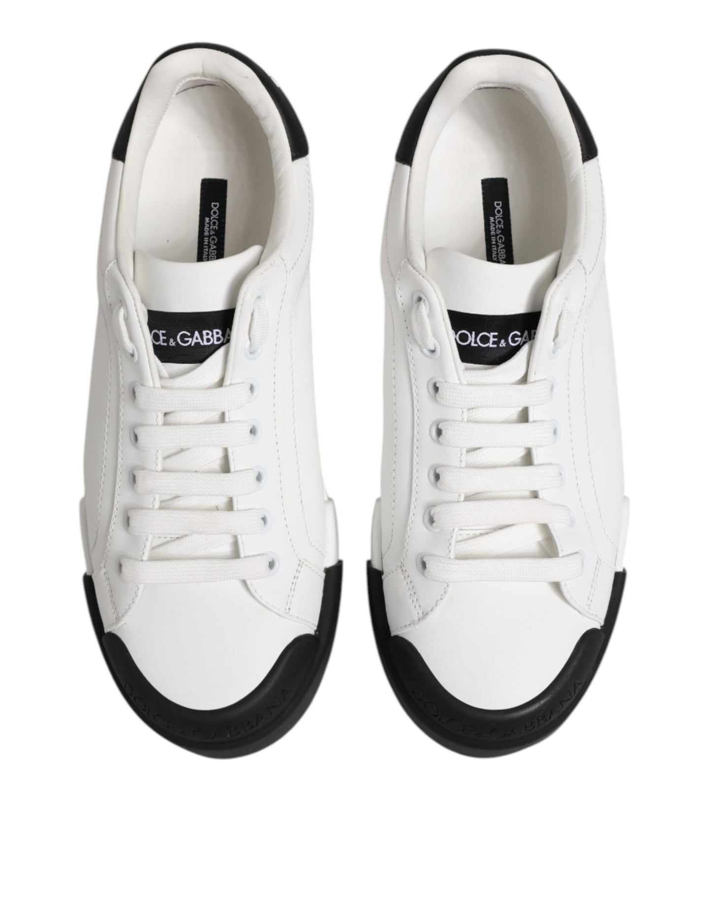 White Black Leather Lace Up Sneakers Shoes