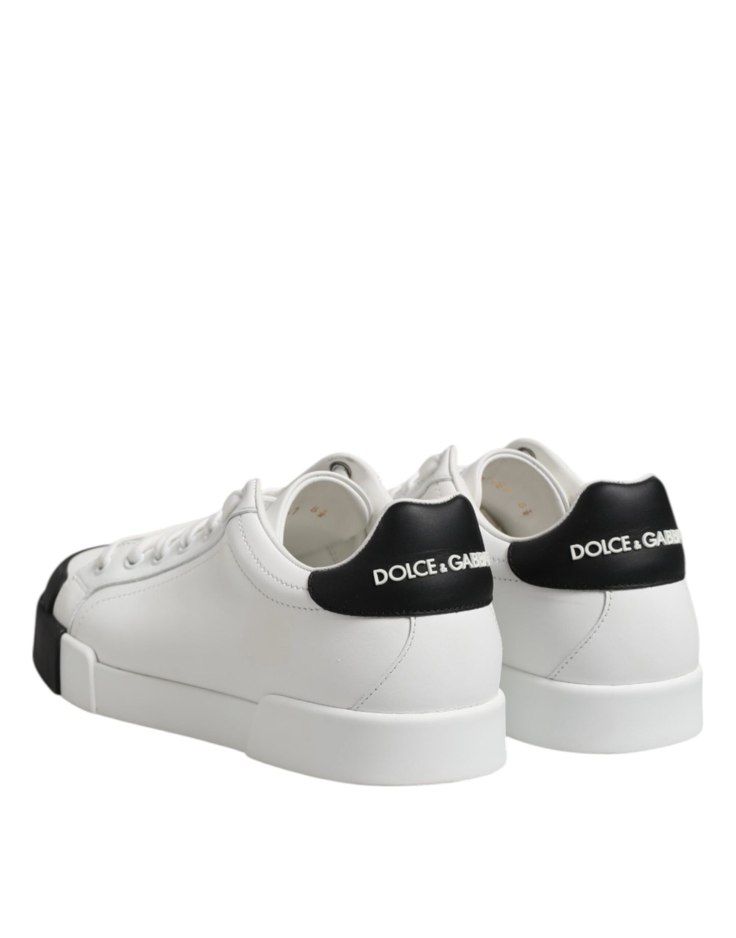 White Black Leather Lace Up Sneakers Shoes