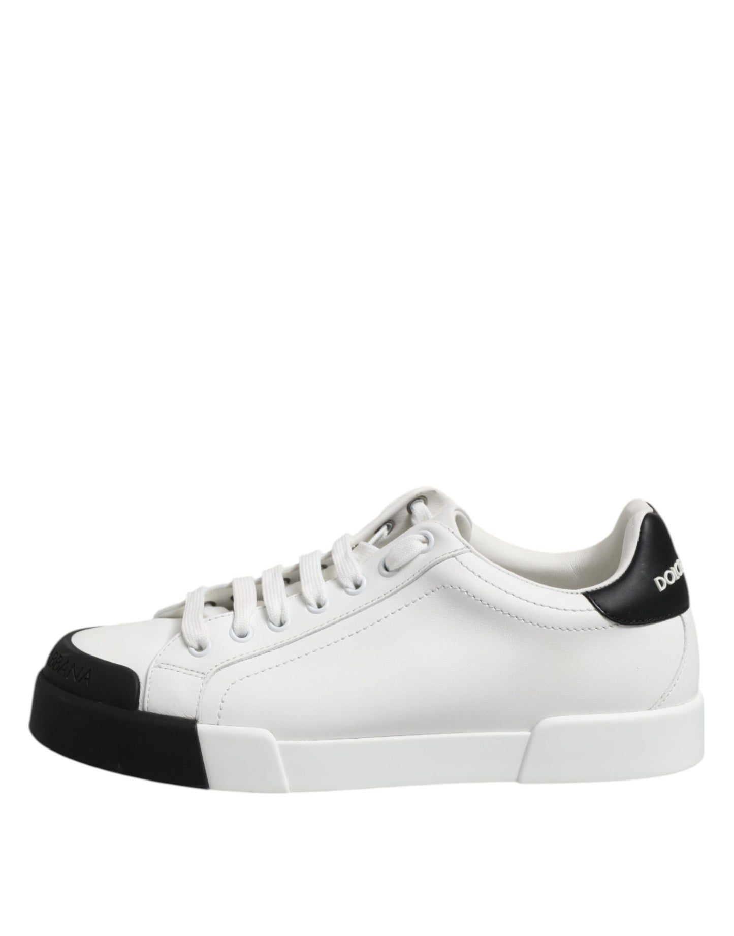 White Black Leather Lace Up Sneakers Shoes