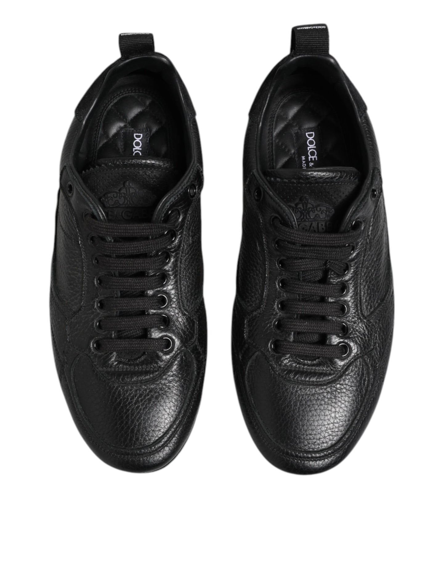 Black Leather Lace Up Low Top Sneakers Shoes