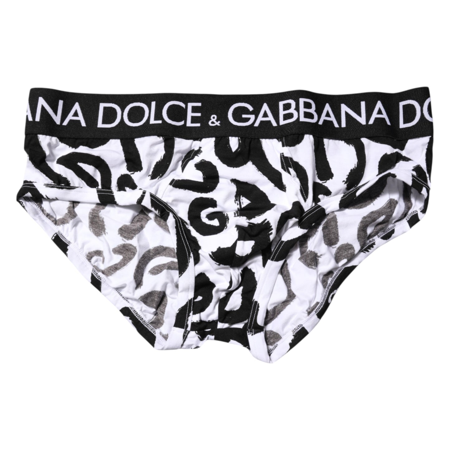 Black White Logo Print Regular Brief Underwear