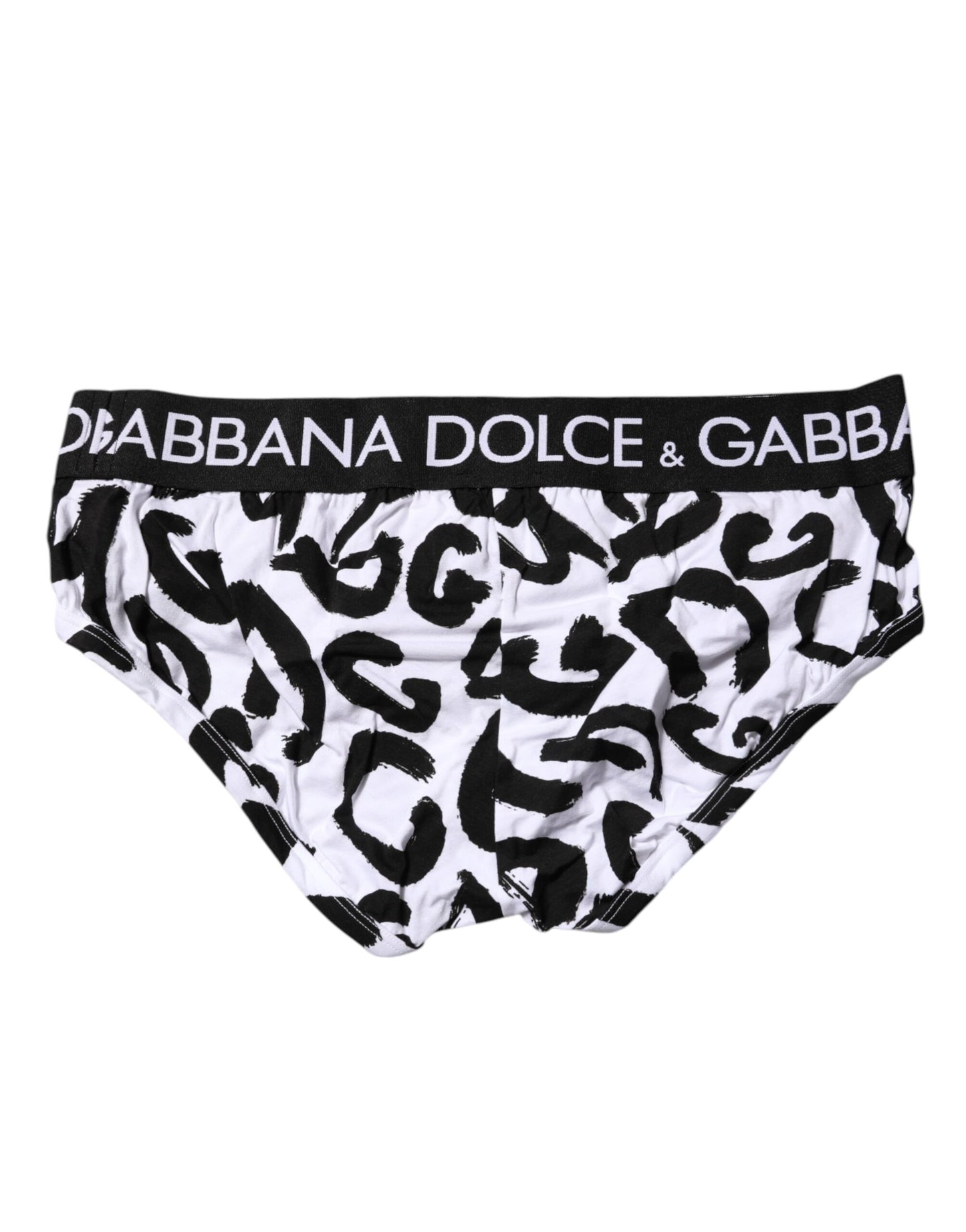 Black White Logo Print Regular Brief Underwear