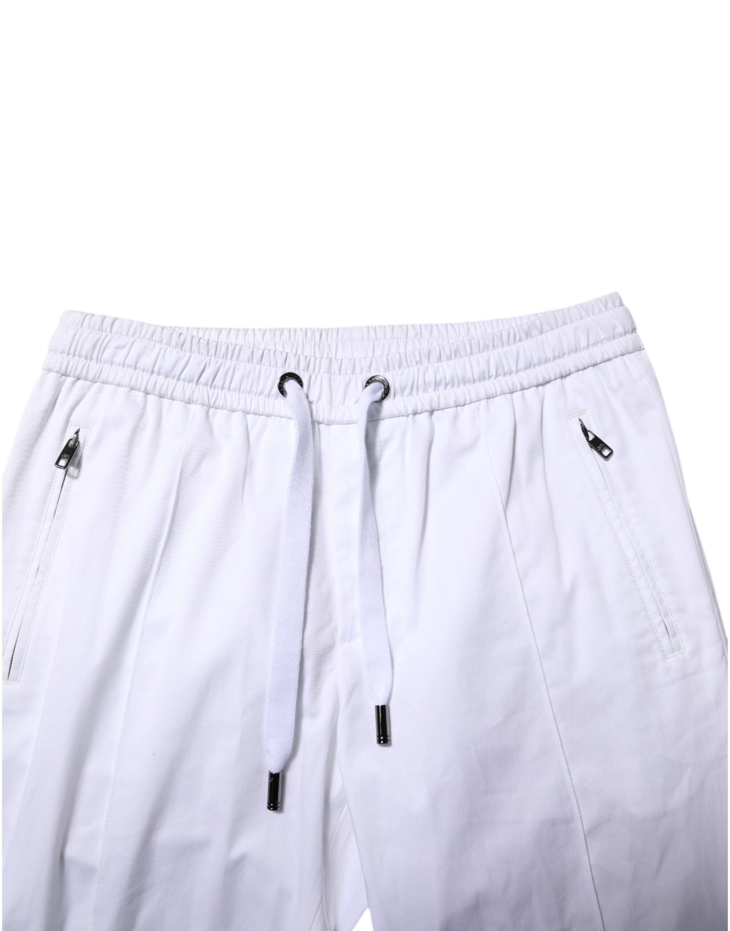White Cotton Stretch Logo Men Jogger Pants