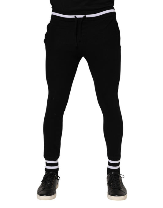 Black Wool Men Jogger Sweatpants Pants