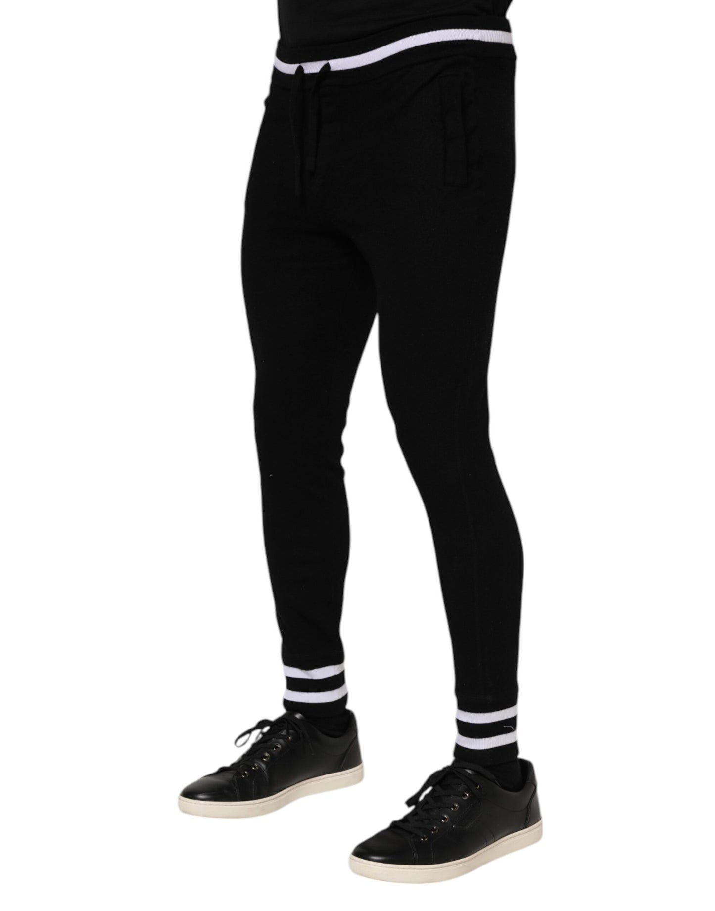 Black Wool Men Jogger Sweatpants Pants