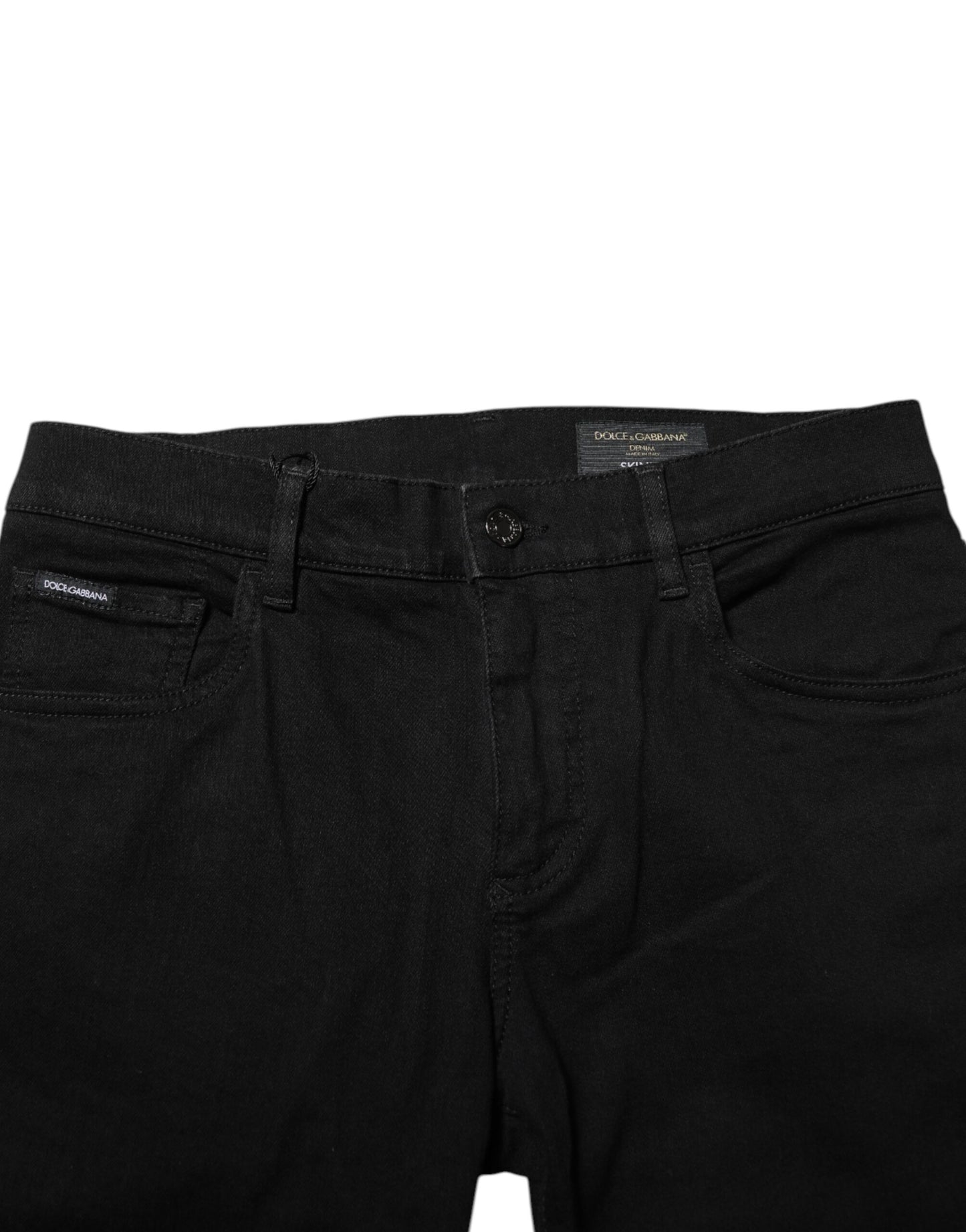 Black Cotton Logo Plaque Skinny Denim Jeans