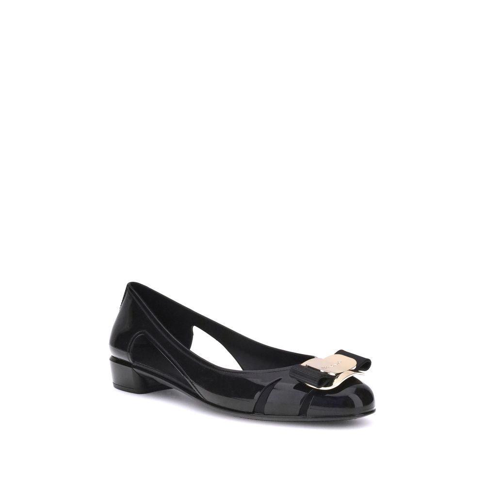 Black Rubber Ballet Flats