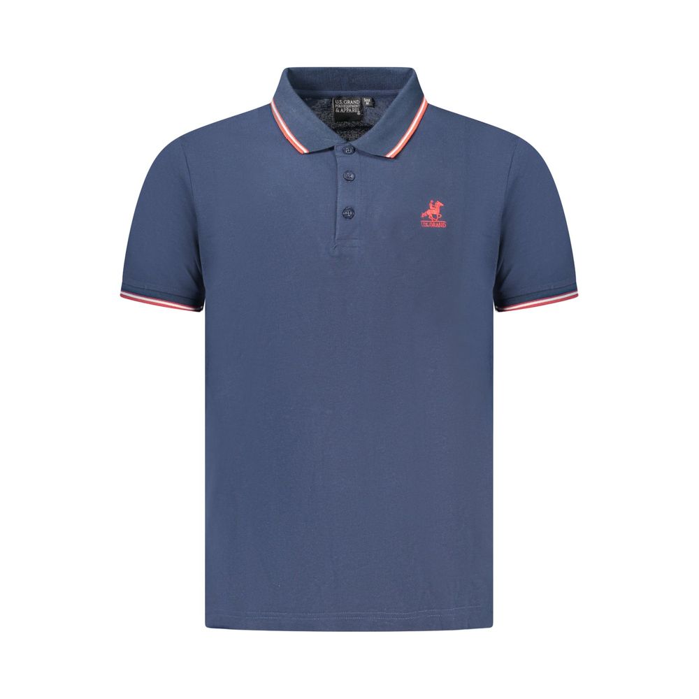 Blue Cotton Men Polo Shirt
