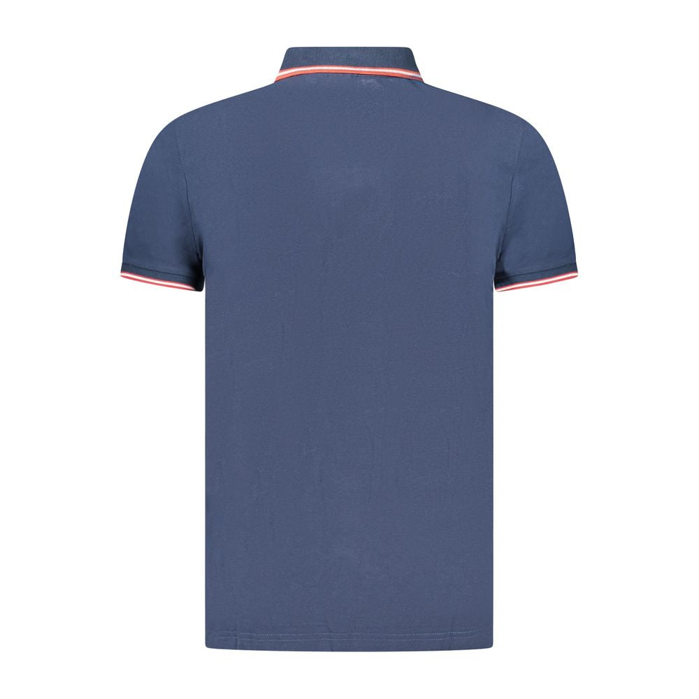 Blue Cotton Men Polo Shirt