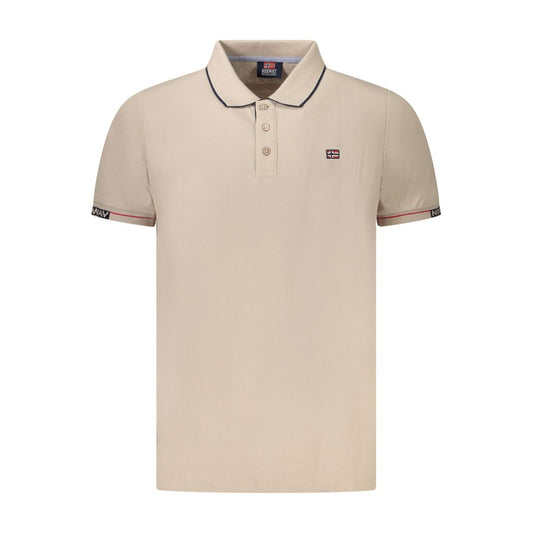 Beige Cotton Men Polo Shirt