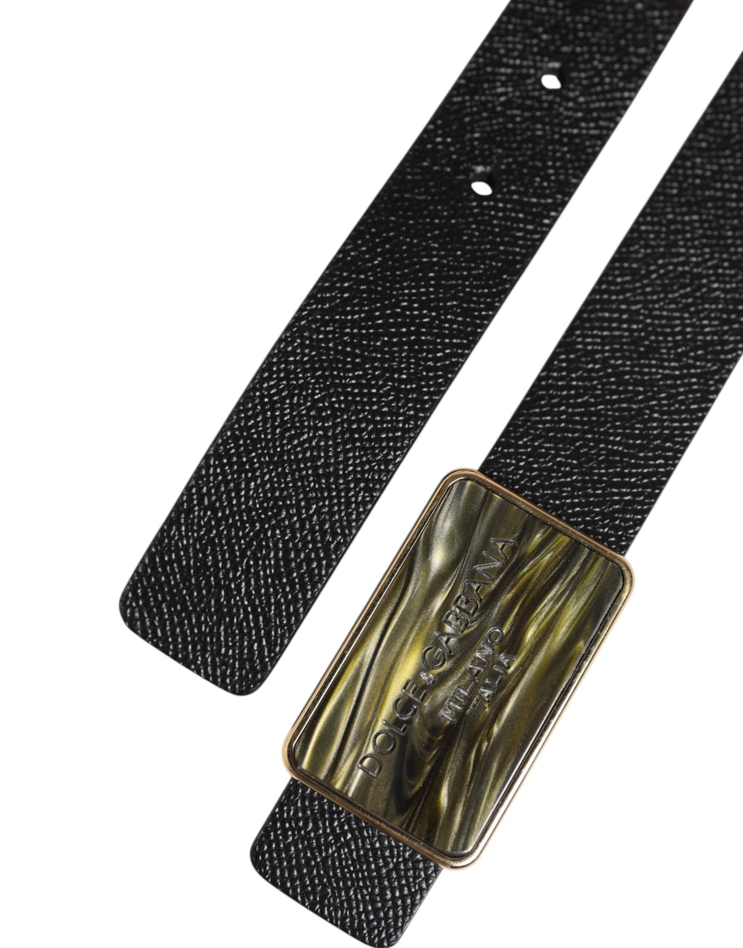 Black Leather Classic Metal Logo Buckle Belt