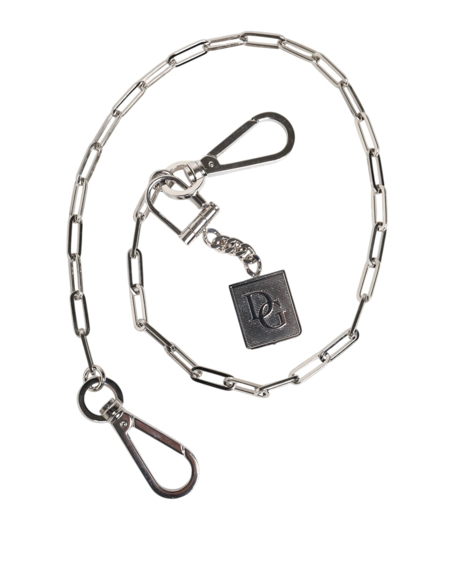 Silver Tone Metal Chain DG Charm Belt Keychain