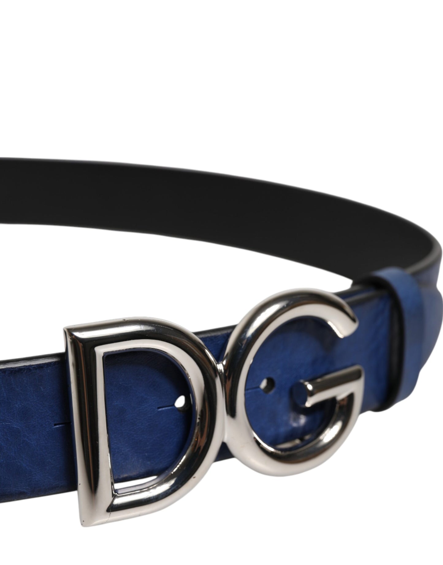 Blue Classic Silver Metal DG Logo Buckle Belt