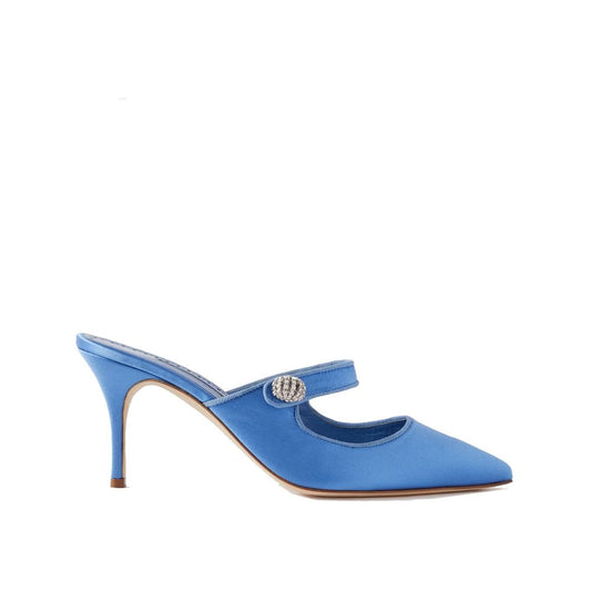 Blue Silk Mules