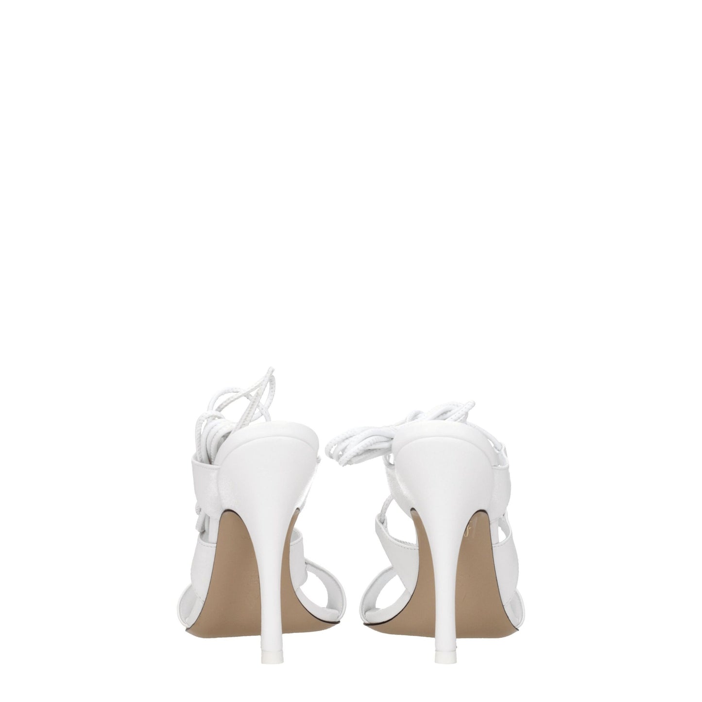 White Leather Stiletto Heels Sandals
