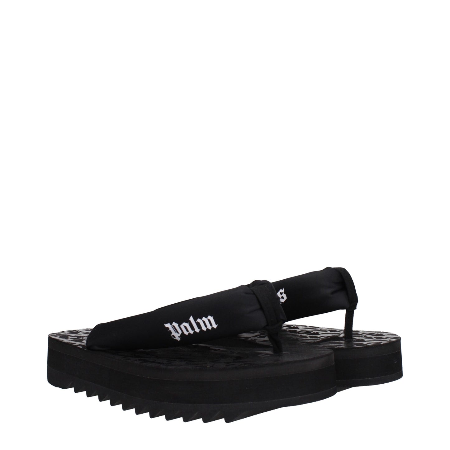 Black Fabric Flip-Flop Sandals