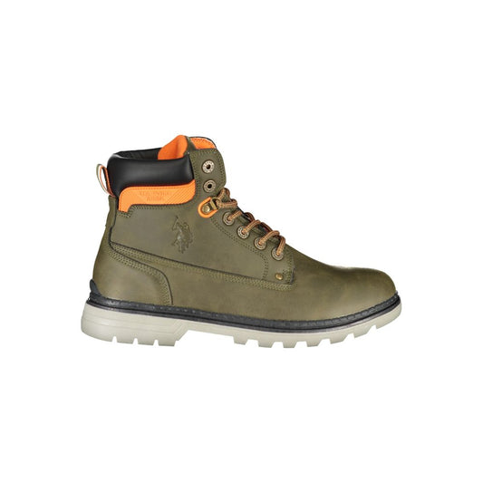 Green Polyester Men Boot