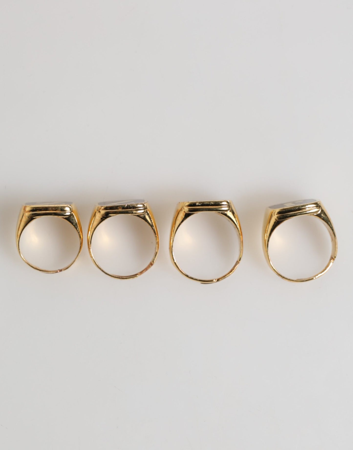 Gold Tone Brass JAZZ Letter Set 4 Pieces Adjustable Ring