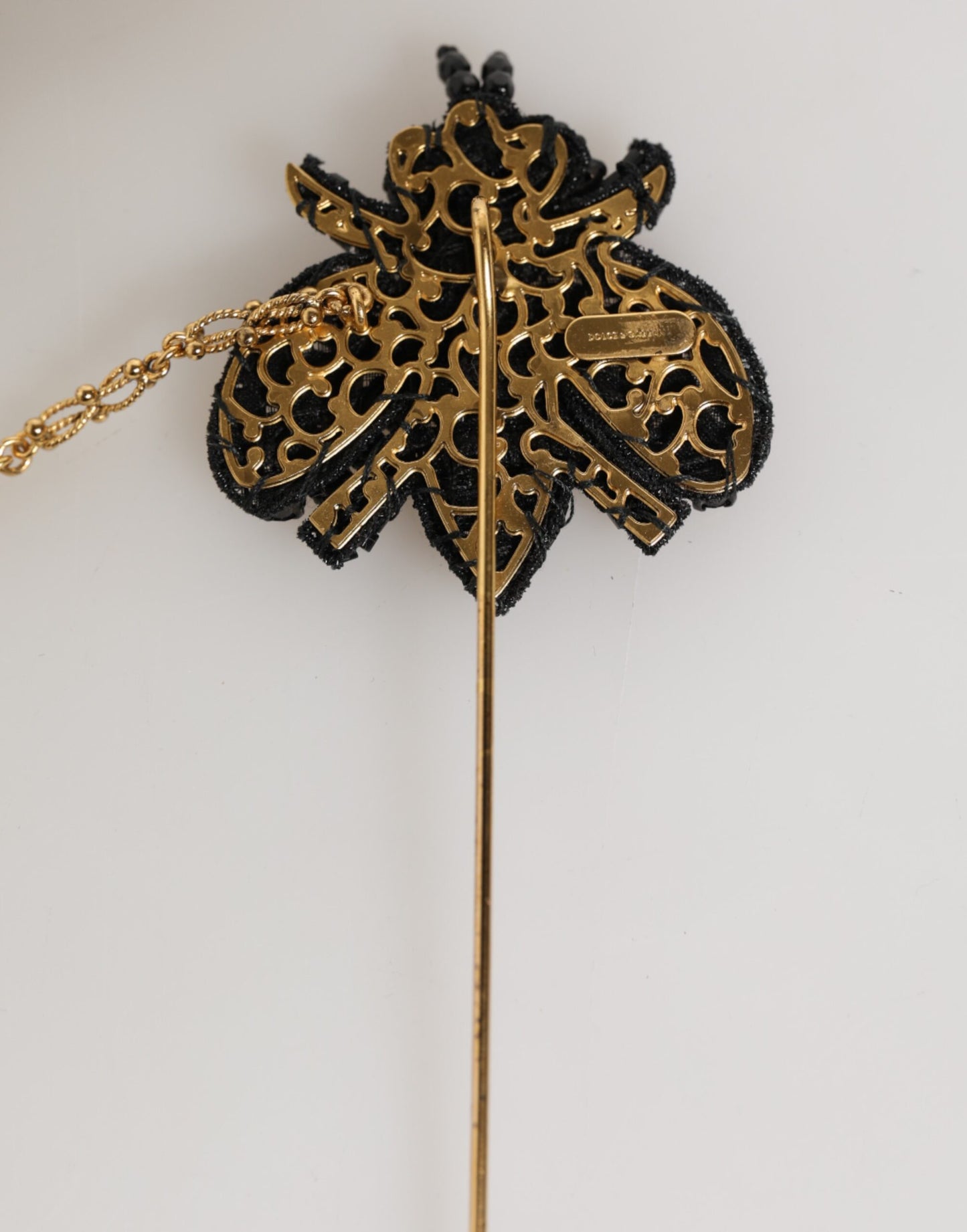 Lapel Pin Gold Brass Black Crystal Bee Accessories Brooch