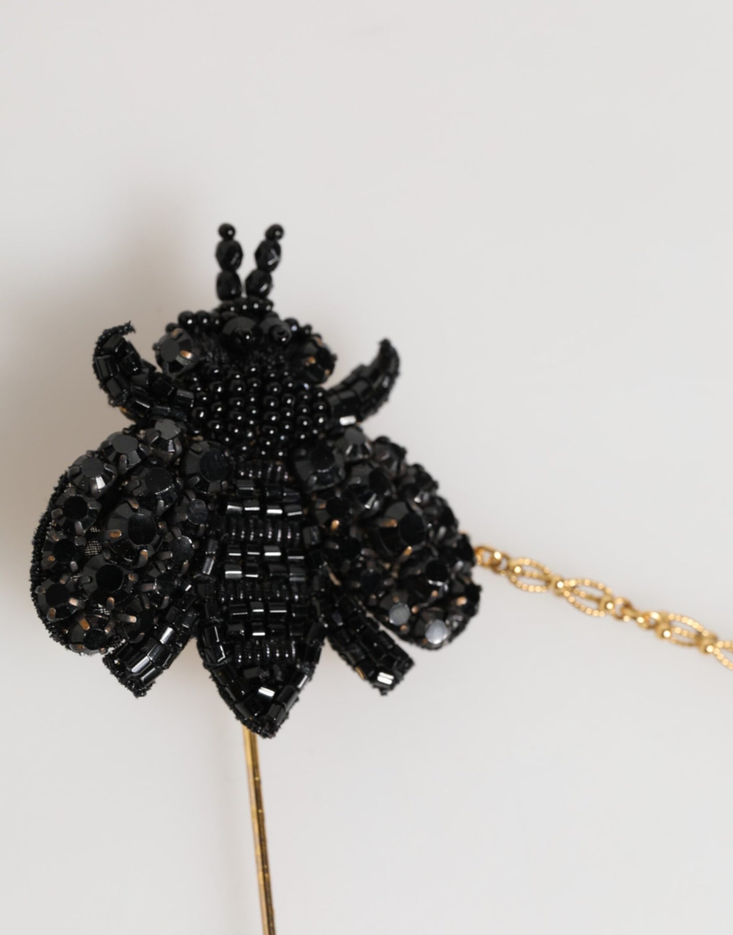 Lapel Pin Gold Brass Black Crystal Bee Accessories Brooch