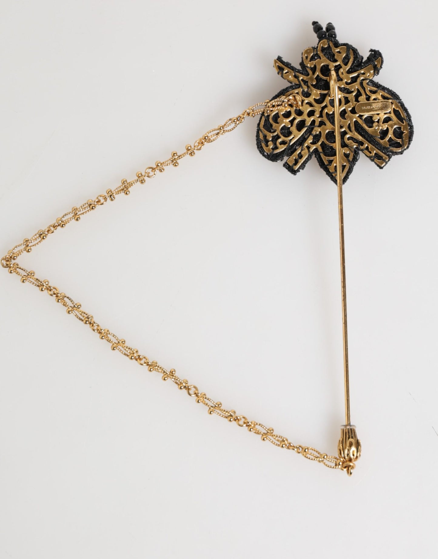 Lapel Pin Gold Brass Black Crystal Bee Accessories Brooch