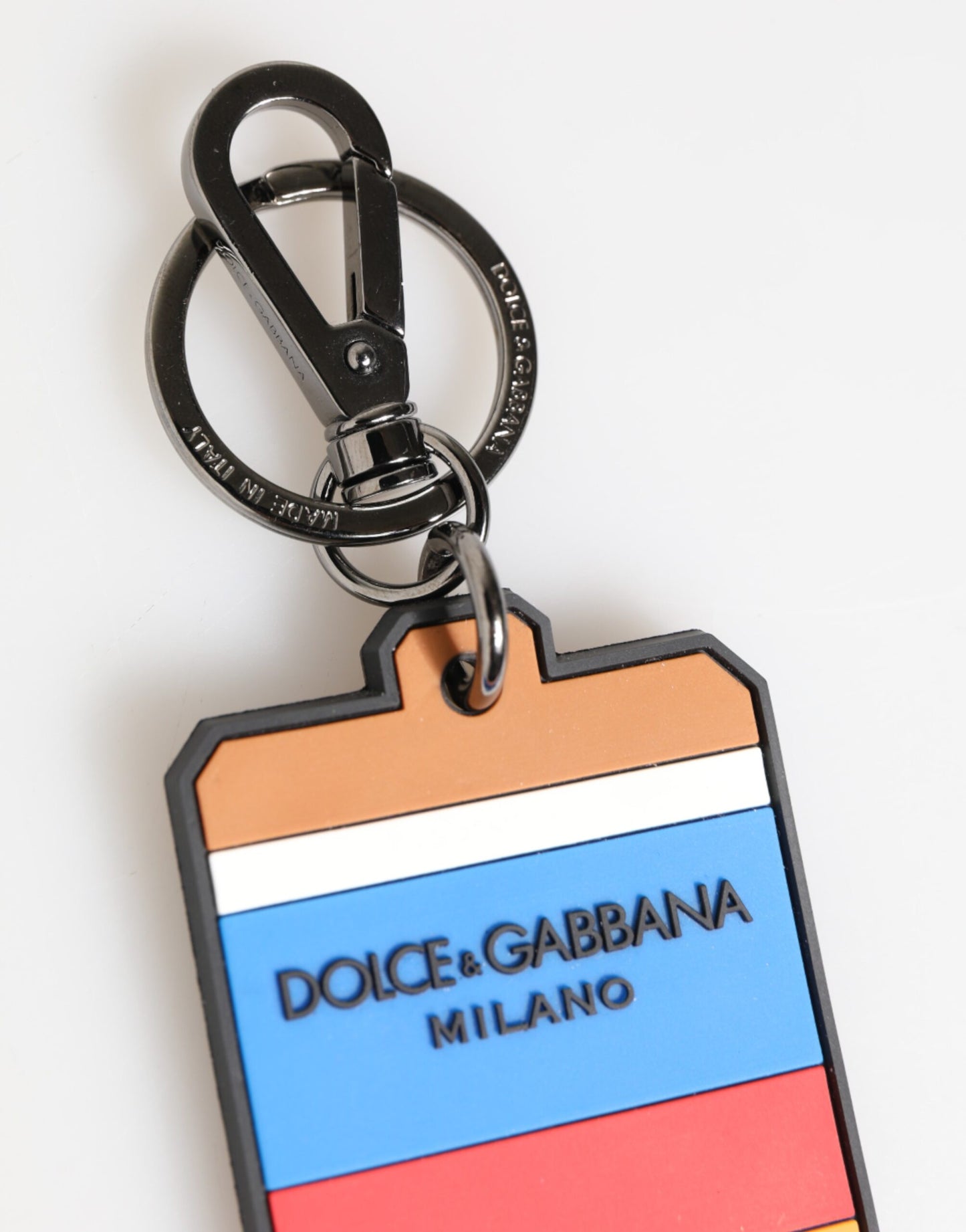 Multicolor DG Rubber Logo Silver Men's Keychain Keyring