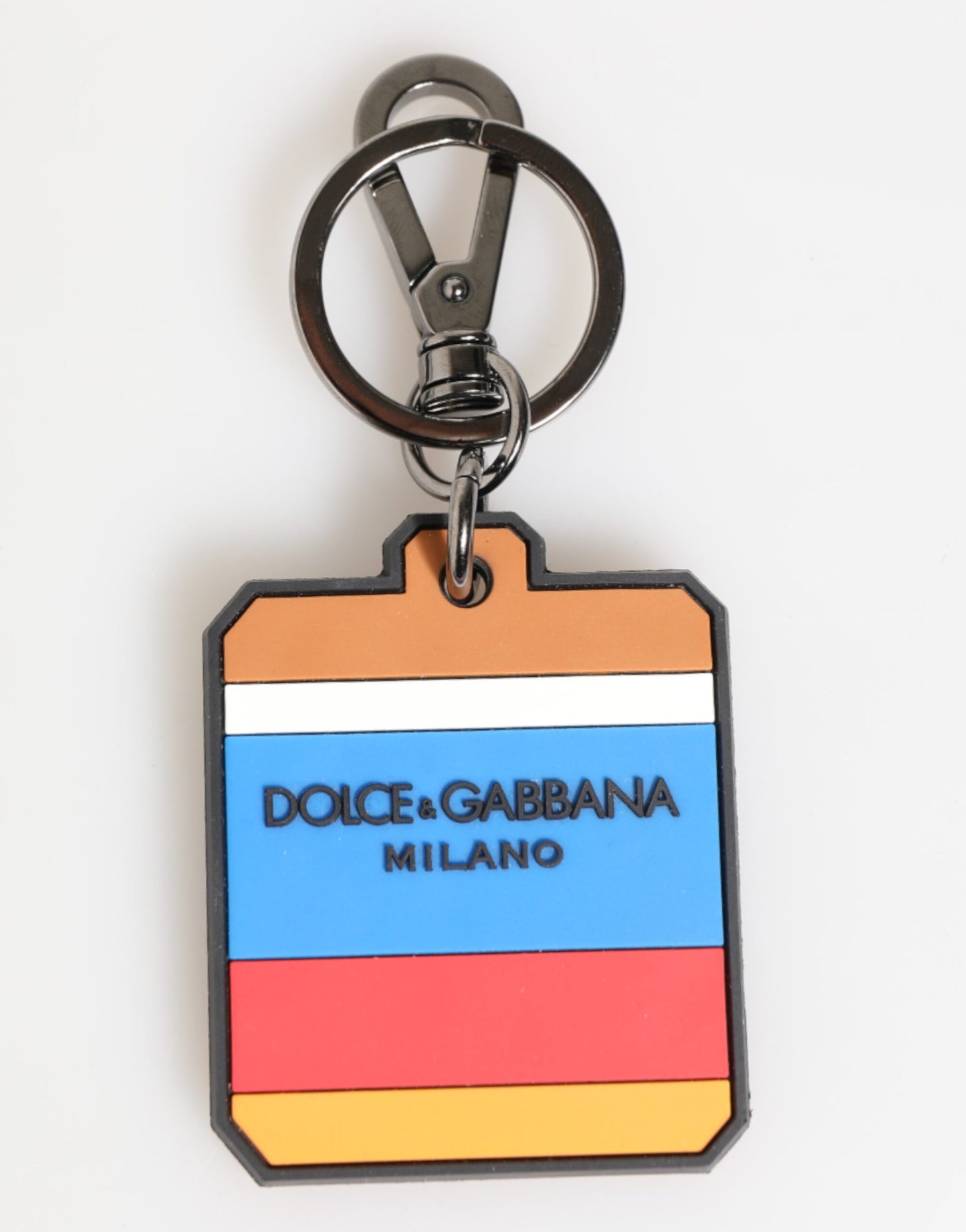 Multicolor DG Rubber Logo Silver Men's Keychain Keyring
