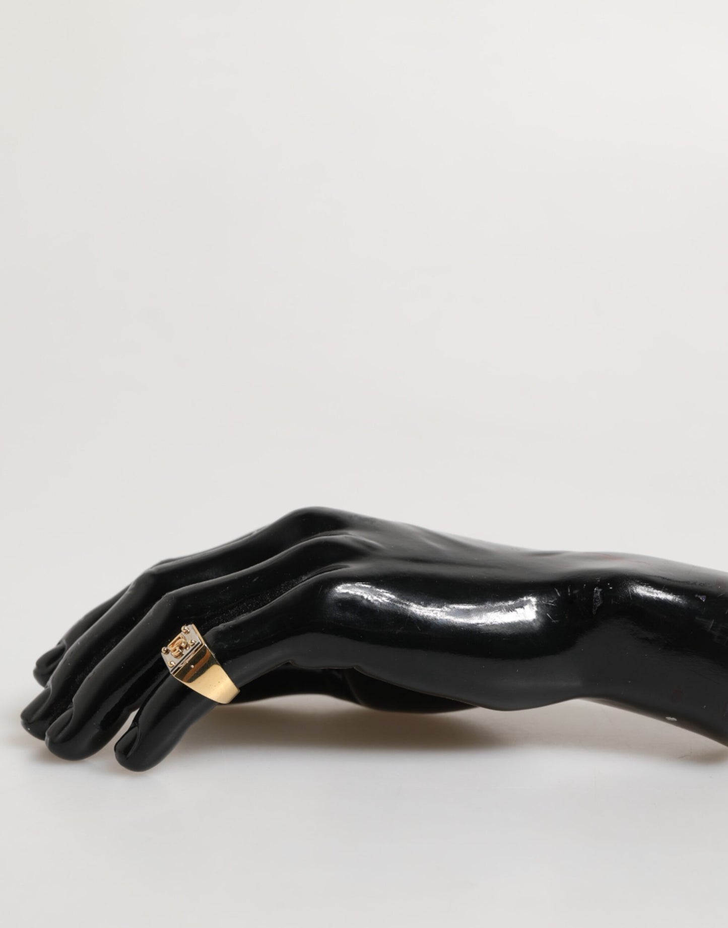 Gold Tone Brass Signet Square DG Logo Plaque Men Ring