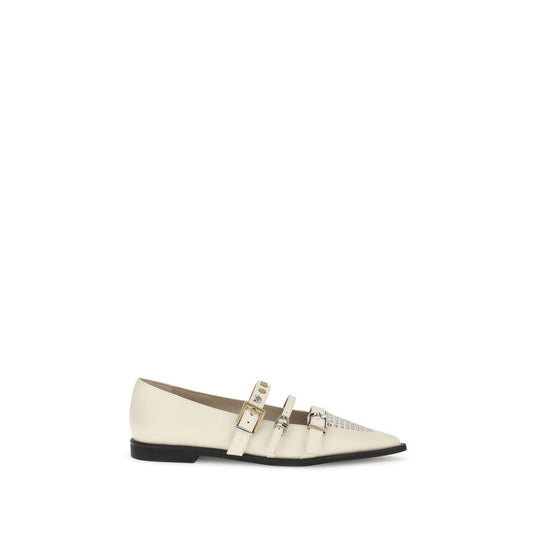 Cream Leather Ballet Flats