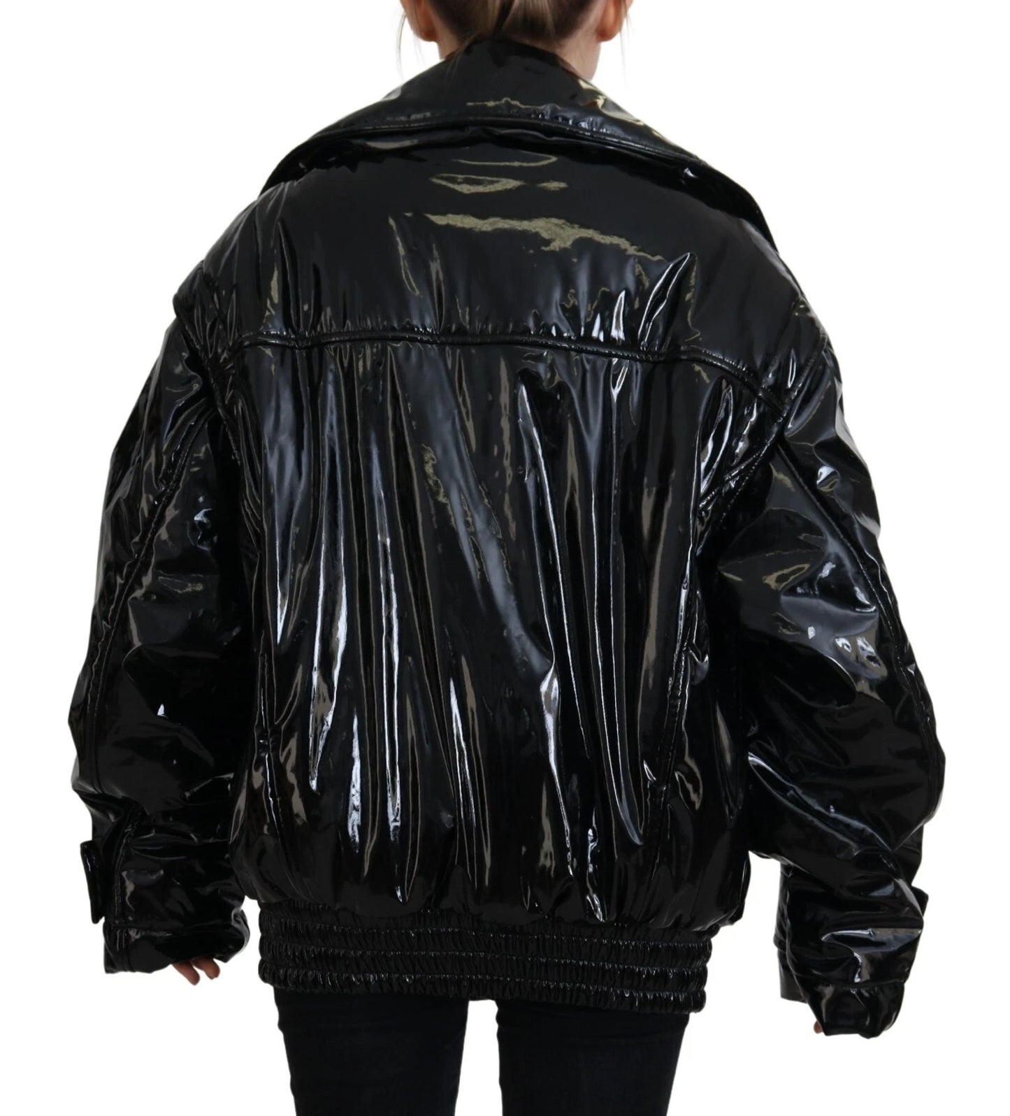 Polyester Black Shiny Blazer Women Jacket