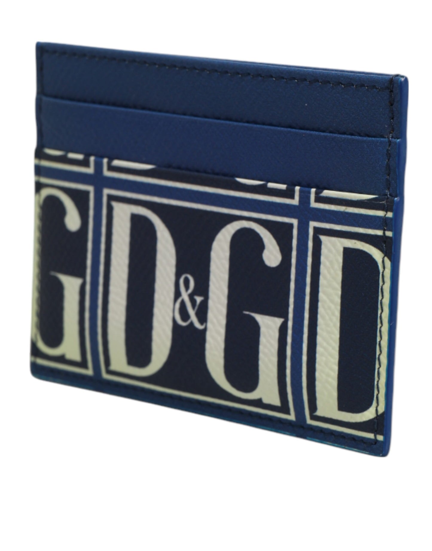 Blue Calf Leather DG Logo Monogram Card Holder Wallet