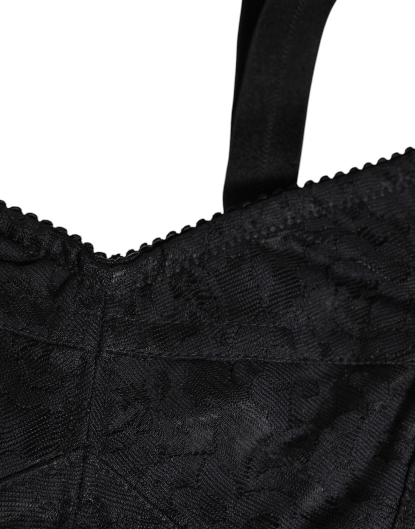 Black Stretch Nylon Bustier Bra Underwear