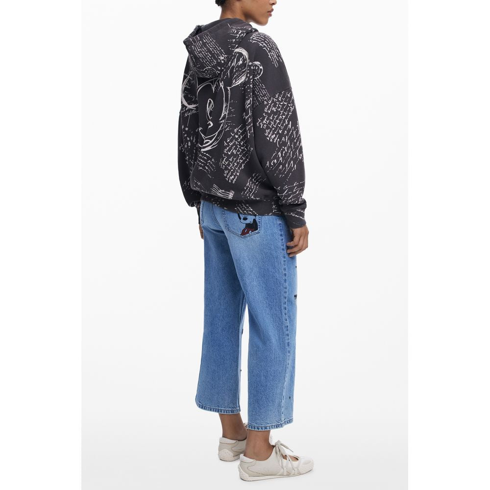 Black Cotton Women Hoodie