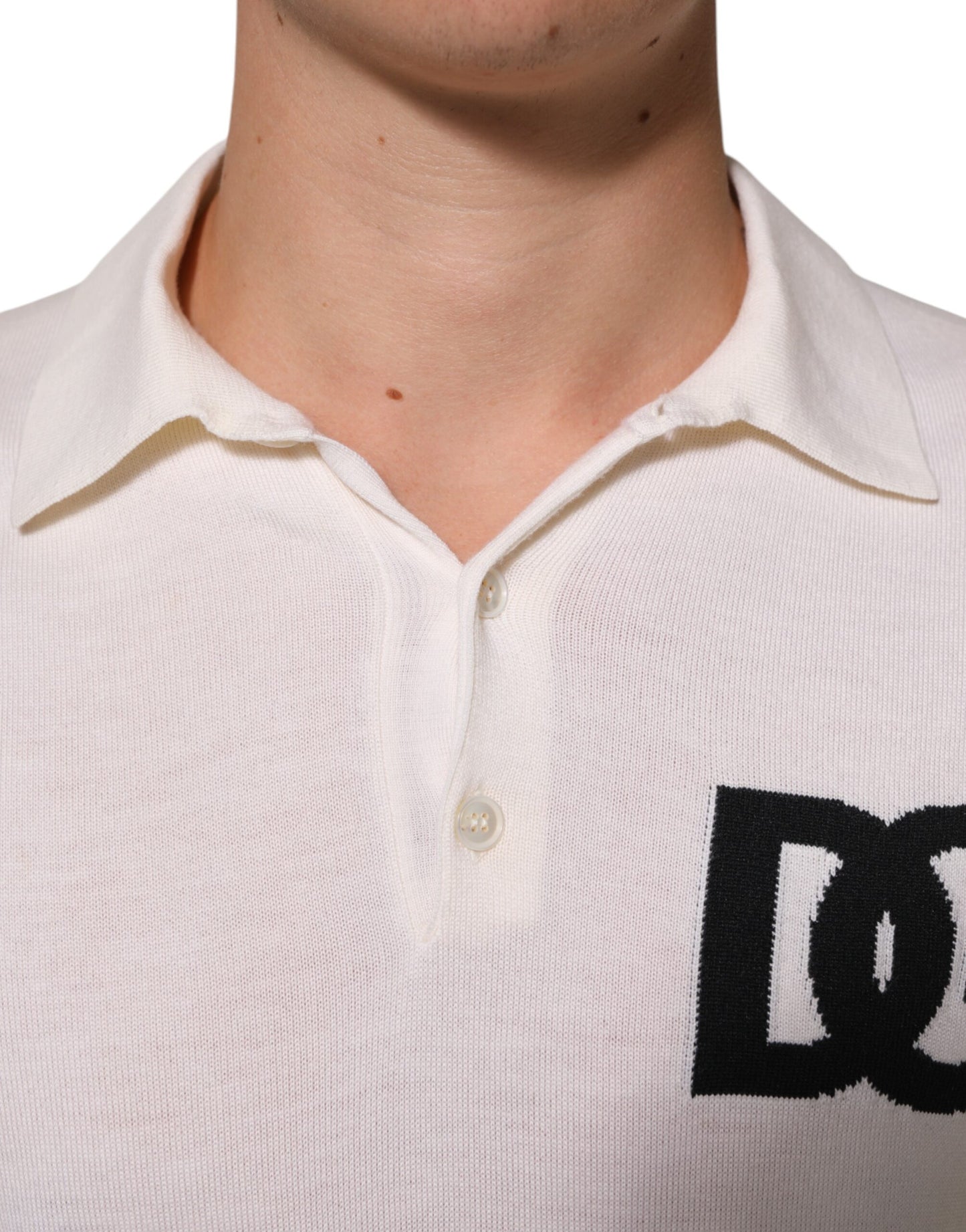 White Cotton Collared Short Sleeves T-shirt