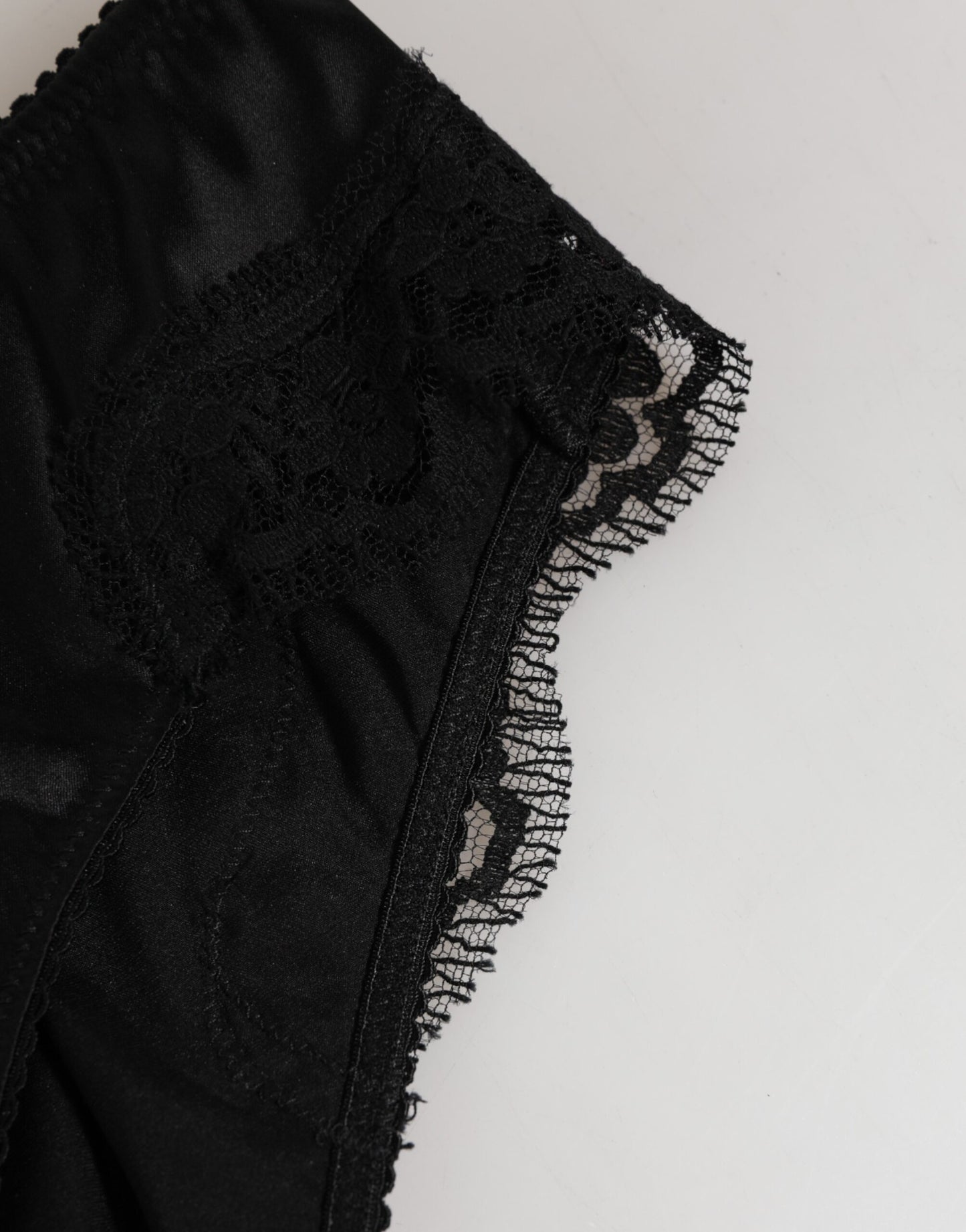 Black Silk Floral Lace Mid Waist Panty Underwear