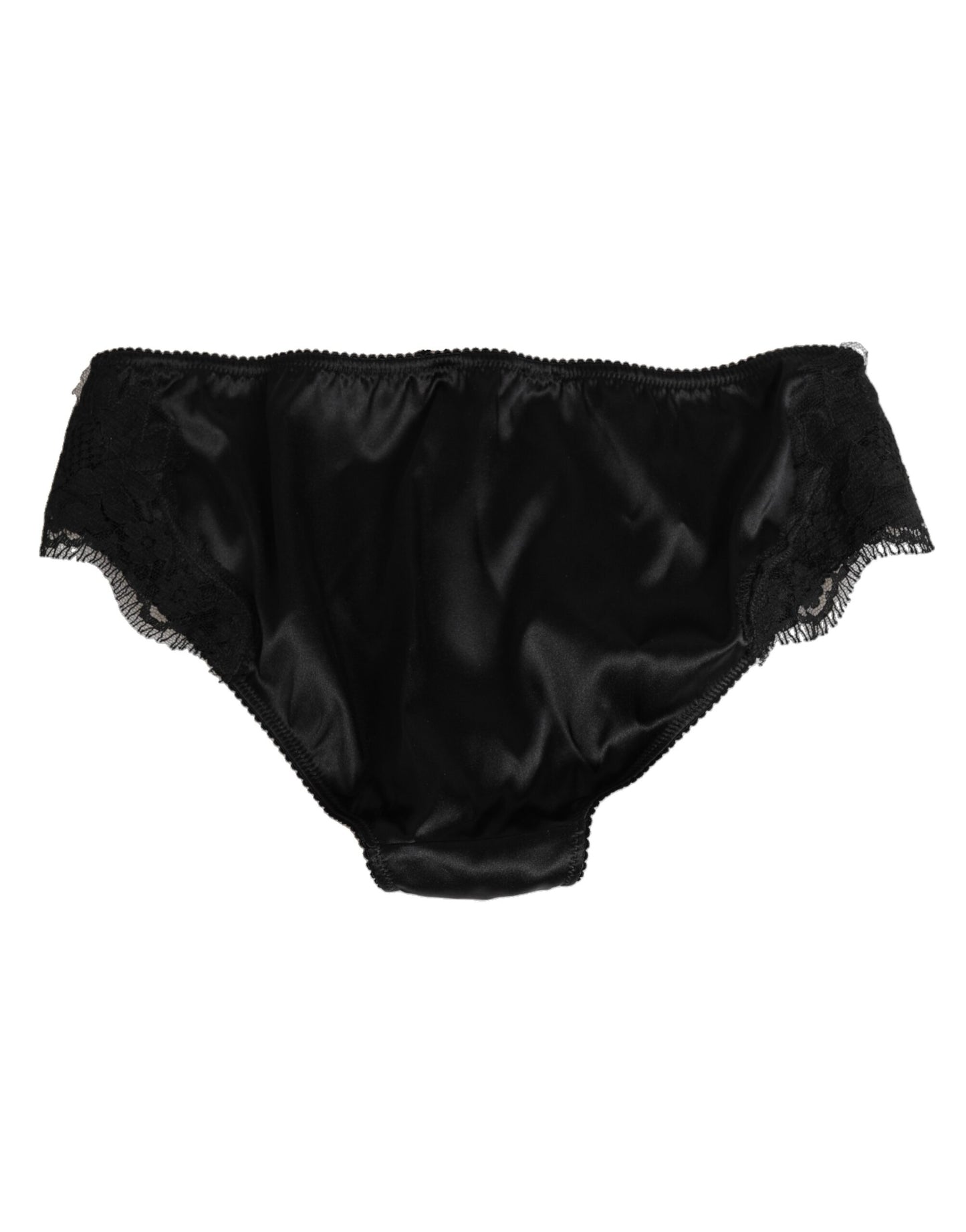 Black Silk Floral Lace Mid Waist Panty Underwear