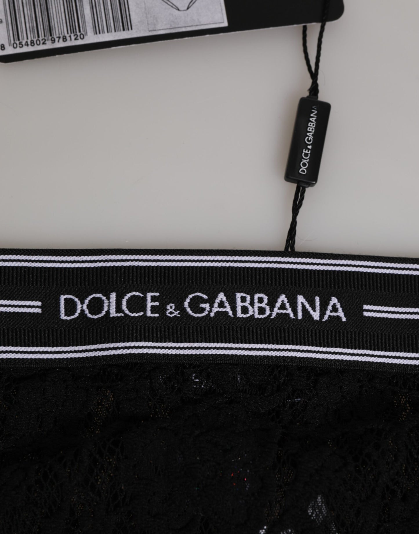 Black Lace Slip Brief Logo Waistband  Underwear